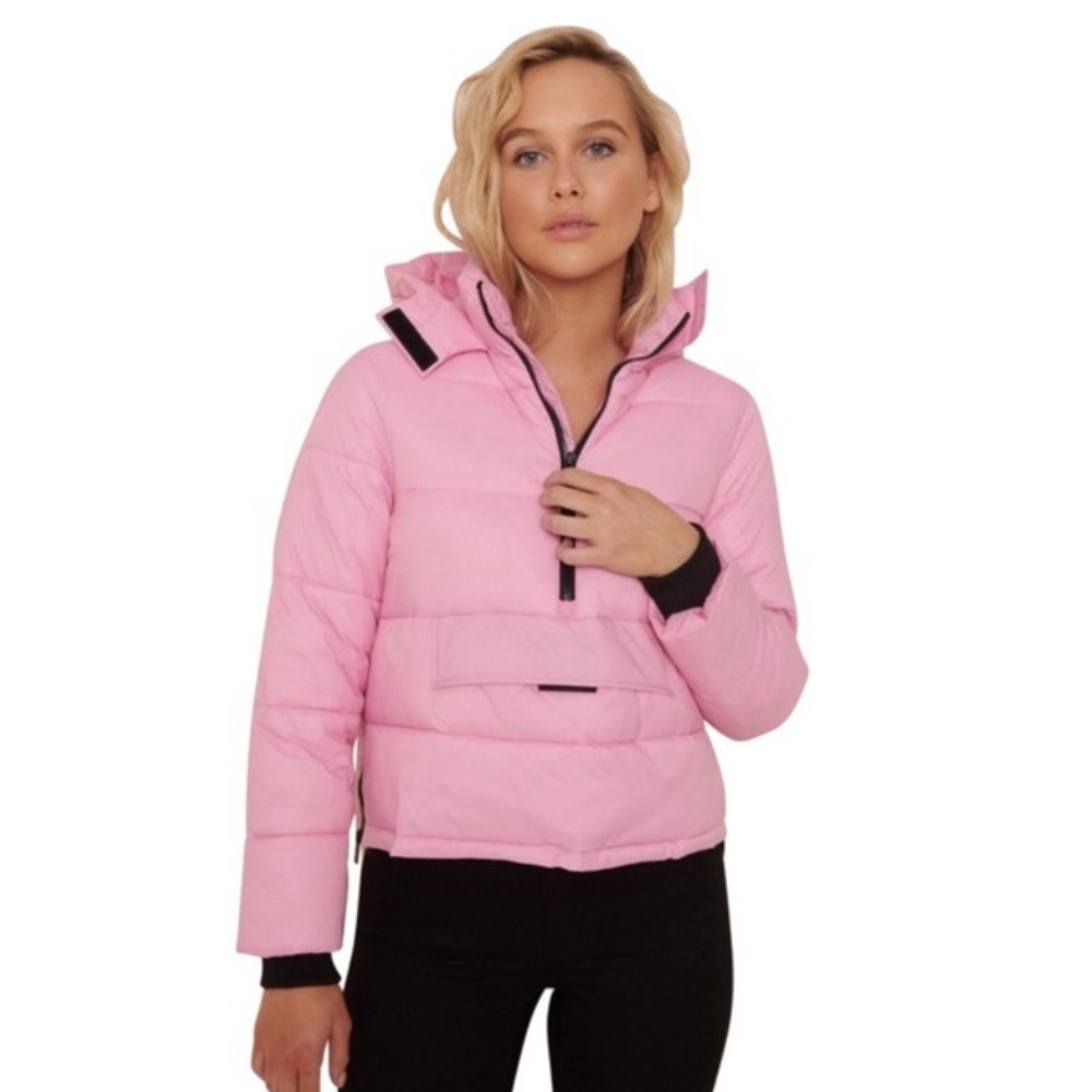 Garage Pink hooded puffer pullover style jacket size XS